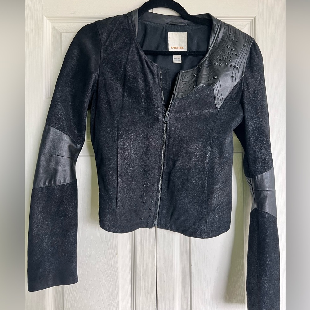 Diesel Lambskin Leather Biker Jacket XS NWOT